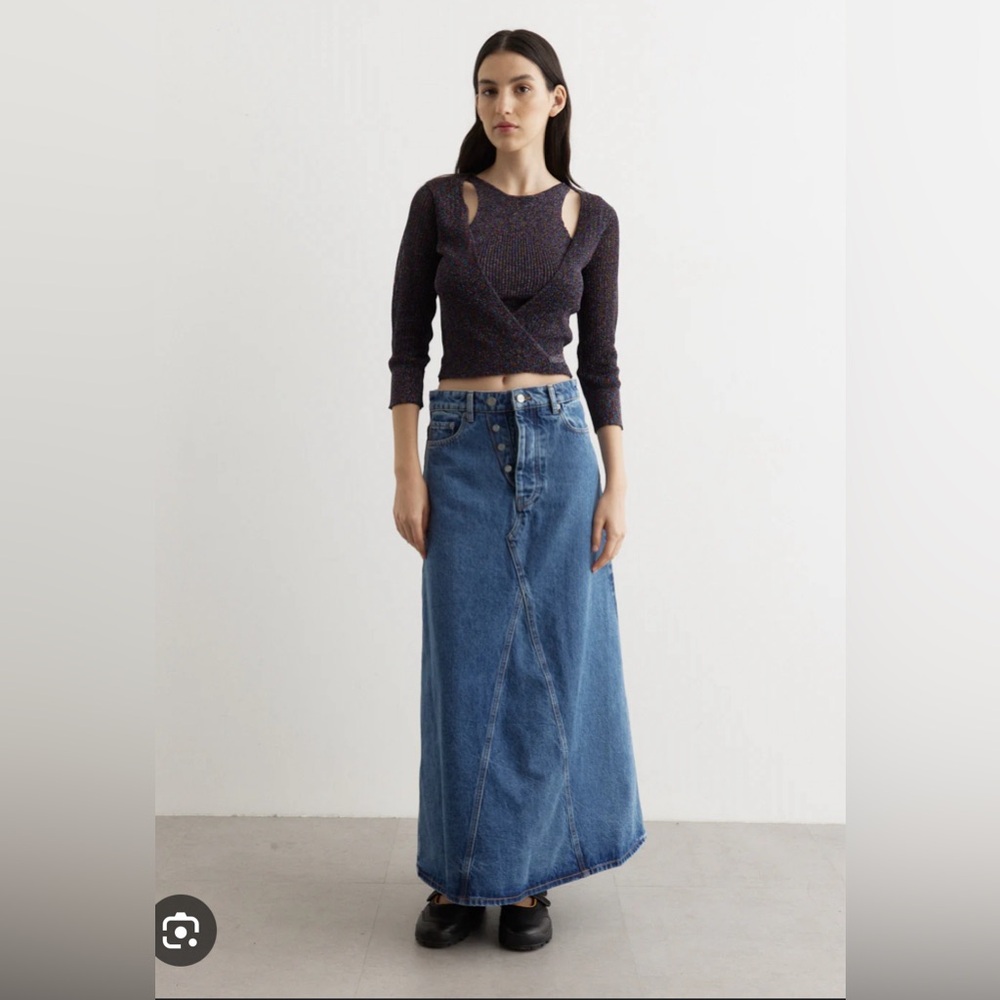 NWOT GANNI denim maxi skirt with double fly
